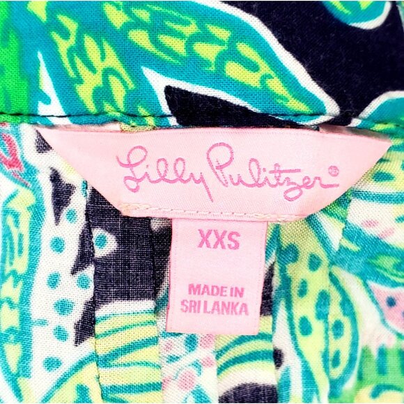 Lilly Pulitzer Women's Green Pink Rayon Sarasota Tunic Trunk Show Print Size XXS - Picture 8 of 12
